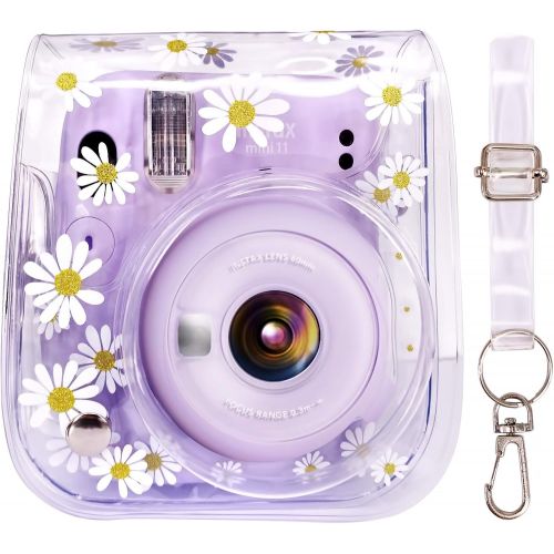  Elvam Camera Case Bag Purse Compatible with Fujifilm Mini 11 / Mini 9 / Mini 8 / 8+ Instant Camera with Detachable Adjustable Strap - (Clear Floral)