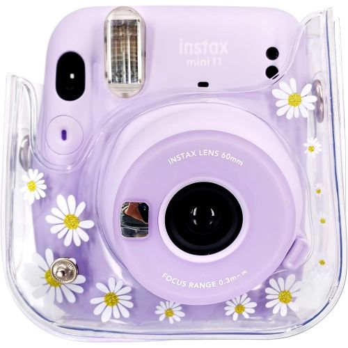  Elvam Camera Case Bag Purse Compatible with Fujifilm Mini 11 / Mini 9 / Mini 8 / 8+ Instant Camera with Detachable Adjustable Strap - (Clear Floral)