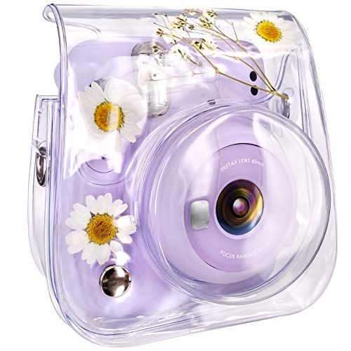  Elvam Camera Case Bag Purse Compatible with Fujifilm Mini 11 / Mini 9 / Mini 8/8+ Instant Camera with Detachable Adjustable Strap - (White Flower)