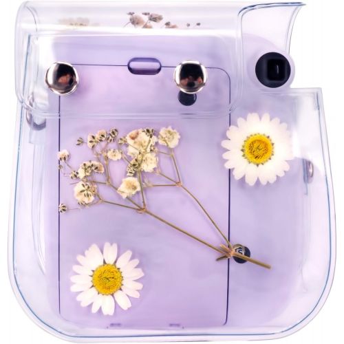  Elvam Camera Case Bag Purse Compatible with Fujifilm Mini 11 / Mini 9 / Mini 8/8+ Instant Camera with Detachable Adjustable Strap - (White Flower)