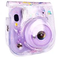 Elvam Camera Clear Case Bag Compatible with Fujifilm Ins Mini 11/9/8+/8 Instant Camera with Detachable Strap (Pink Heart)