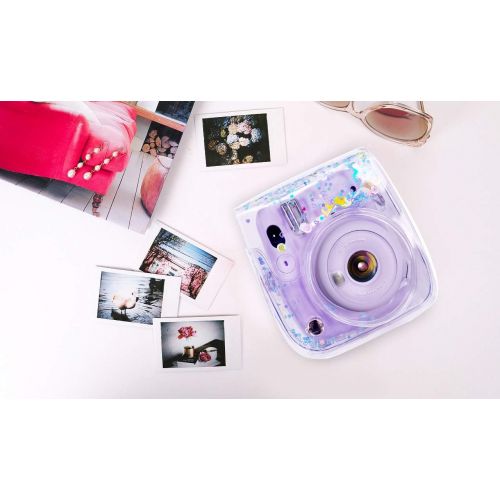  Elvam Camera Case Bag Purse Compatible with Fujifilm Mini 11 / Mini 9 / Mini 8/8+ Instant Camera with Detachable Adjustable Strap - (Small Blue Floral)