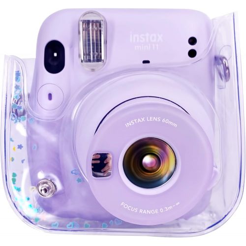  Elvam Camera Case Bag Purse Compatible with Fujifilm Mini 11 / Mini 9 / Mini 8/8+ Instant Camera with Detachable Adjustable Strap - (Small Blue Floral)