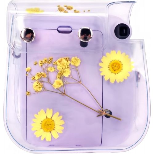  Elvam Camera Case Bag Purse Compatible with Fujifilm Mini 11 / Mini 9 / Mini 8/8+ Instant Camera with Detachable Adjustable Strap - (Yellow Flower)