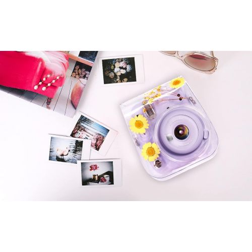  Elvam Camera Case Bag Purse Compatible with Fujifilm Mini 11 / Mini 9 / Mini 8/8+ Instant Camera with Detachable Adjustable Strap - (Yellow Flower)
