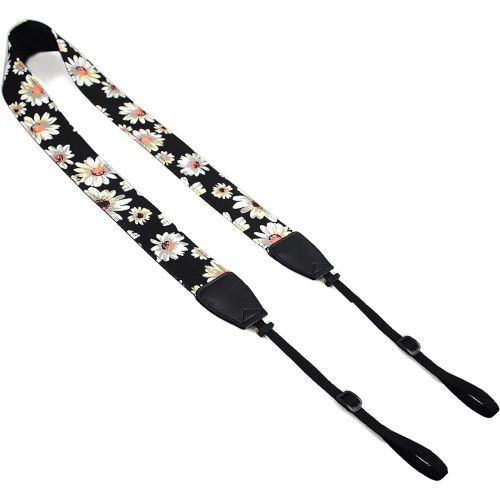  Elvam Universal Men and Women Camera Strap Belt Compatibla with All DSLR Camera and SLR Camera - Black Flower