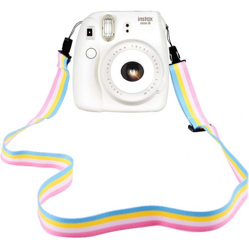 [아마존베스트]Elvam Camera Neck Shoulder Strap Belt in Rainbow Blue Yellow White Pink Color for Digital Camera/Fujifilm Instax Camera Mini 9 / Mini 8 / Mini 8+ / Mini 7s / Mini 25 / Mini 50s / M