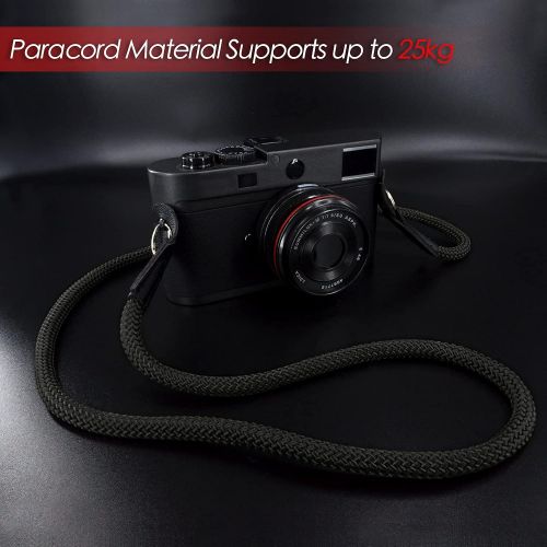  Elvam Paracord Camera Neck Shoulder Strap Belt Compatible with DSLR Camera, SLR Camera, Instant Camera and Digital Camera - Black