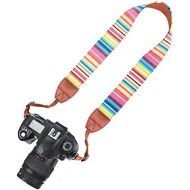 Striped New Elvam Universal Men and Women Camera Strap Belt Compatible with All DSLR Camera and SLR Camera (Rainbow)