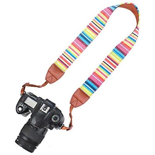  Striped New Elvam Universal Men and Women Camera Strap Belt Compatible with All DSLR Camera and SLR Camera (Rainbow)