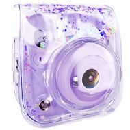 Elvam Camera Clear Case Bag Compatible with Fujifilm Ins Mini 11/9/8+/8 Instant Camera with Detachable Strap (Purple Heart)