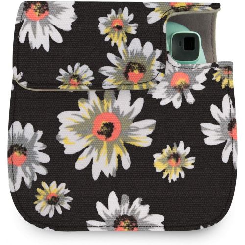  Elvam Camera Case Bag Purse Compatible with Fujifilm Mini 11 Mini 9 Mini 8/8+ Instant Camera with Detachable Adjustable Strap - Black Flower