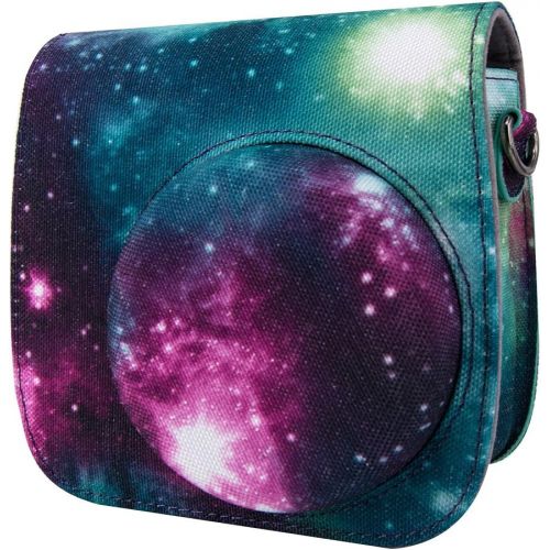  Elvam Camera Case Bag Purse Compatible with Fujifilm Mini 11 Mini 9 Mini 8 / 8+ Instant Camera with Detachable Adjustable Strap - Galaxy