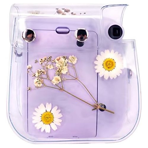  Elvam Camera Case Bag Purse Compatible with Fujifilm Mini 11 / Mini 9 / Mini 8/8+ Instant Camera with Detachable Adjustable Strap - (White Flower)