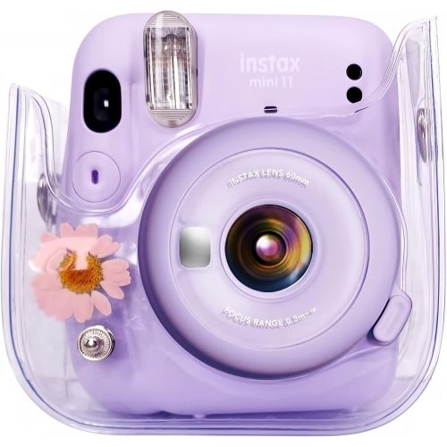  Elvam Camera Case Bag Purse Compatible with Fujifilm Mini 11 / Mini 9 / Mini 8/8+ Instant Camera with Detachable Adjustable Strap - (Pink Flower)