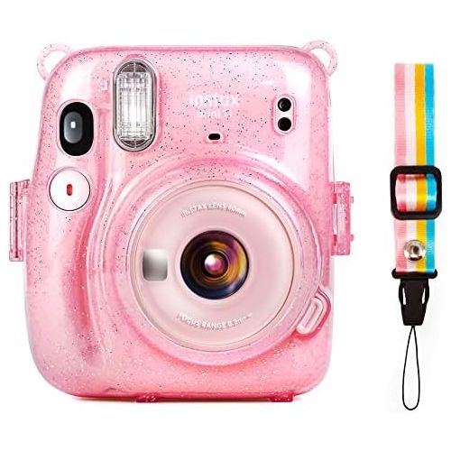  Elvam Camera Protective Case Bag Compatible with Fujifilm Mini 11 Instant Camera with Detachable Adjustable Strap - (Crystal Pink)