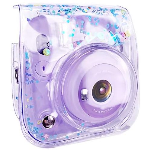  Elvam Camera Case Bag Purse Compatible with Fujifilm Mini 11 / Mini 9 / Mini 8/8+ Instant Camera with Detachable Adjustable Strap - (Small Blue Floral)