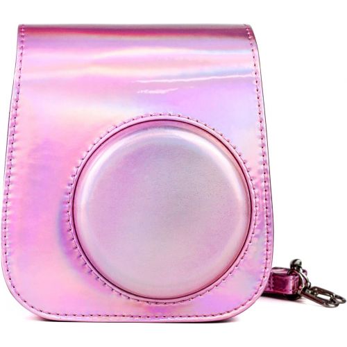  Elvam Camera Case Bag Purse Compatible with Fujifilm Mini 11 / Mini 9 / Mini 8/8+ Instant Camera with Detachable Adjustable Strap - Pink