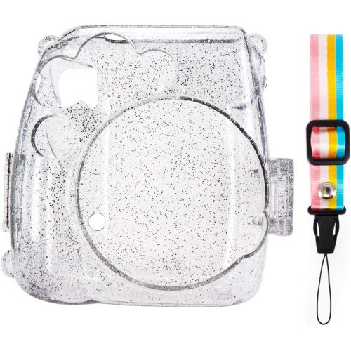  Elvam Transparent Camera Case Bag Compatible with Fujifilm Mini 9 Mini 8 Instant Camera with Detachable Adjustable Strap, Crystal