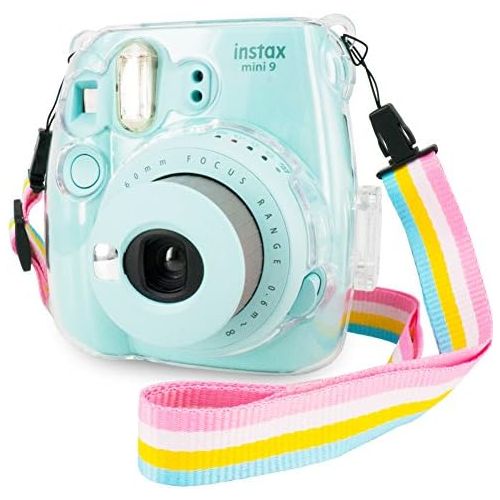  Elvam Transparent Camera Case Bag Compatible with Fujifilm Mini 9 Mini 8 Instant Camera with Detachable Adjustable Strap - Clear