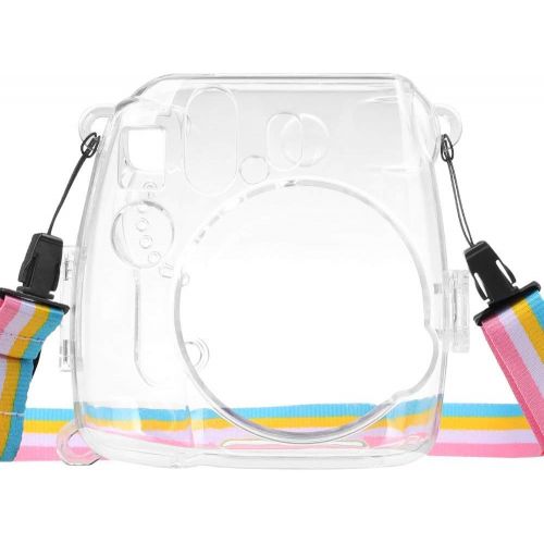  Elvam Transparent Camera Case Bag Compatible with Fujifilm Mini 9 Mini 8 Instant Camera with Detachable Adjustable Strap - Clear