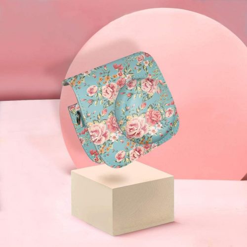  Elvam Camera Case Bag Purse Compatible with Fujifilm Mini 11/ Mini 9 / Mini 8/8+ Instant Camera with Detachable Adjustable Strap - Vintage Flower