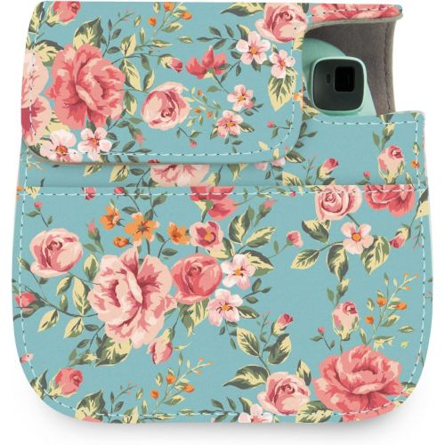  Elvam Camera Case Bag Purse Compatible with Fujifilm Mini 11/ Mini 9 / Mini 8/8+ Instant Camera with Detachable Adjustable Strap - Vintage Flower