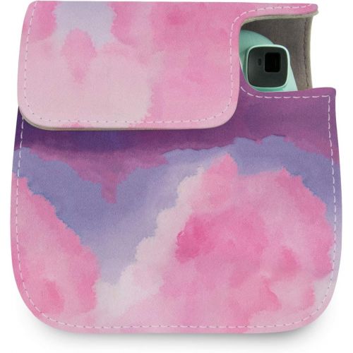  Elvam Camera Case Bag Purse Compatible with Fujifilm Mini 11 Mini 9 Mini 8 / 8+ Instant Camera with Detachable Adjustable Strap - Purple Watercolor