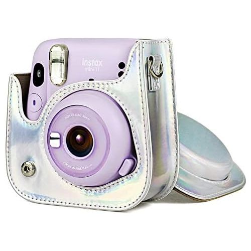  Elvam Camera Case Bag Purse Compatible with Fujifilm Mini 11 / Mini 9 / Mini 8/8+ Instant Camera with Detachable Adjustable Strap - Silvery