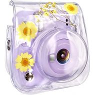 Elvam Camera Case Bag Purse Compatible with Fujifilm Mini 11 / Mini 9 / Mini 8/8+ Instant Camera with Detachable Adjustable Strap - (Yellow Flower)