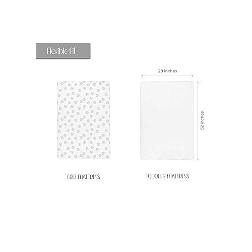  Ely's & Co. Crib Sheet 2-Pack Combed Jersey Cotton for Baby Boy or Baby Girl (Grey Dottie)