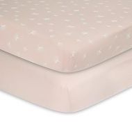 Ely’s & Co. Crib Sheet 2-Pack ? Combed, 100% Jersey Cotton for Baby Girl ? Rosewater Pink, Pin Dots & Gingko Leaves