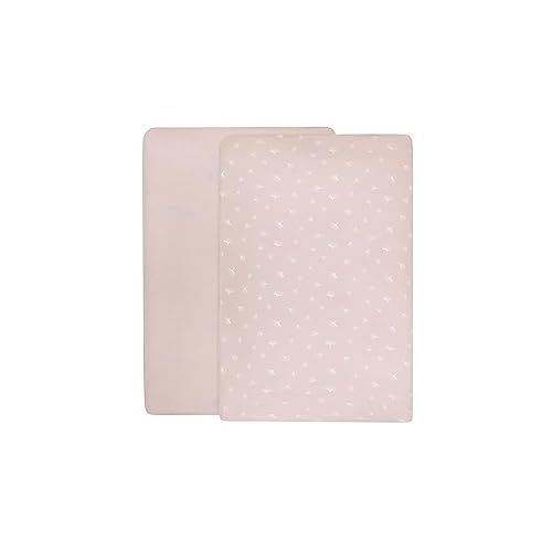  Ely’s & Co. Crib Sheet 2-Pack ? Combed, 100% Jersey Cotton for Baby Girl ? Rosewater Pink, Pin Dots & Gingko Leaves