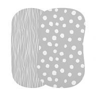 Bassinet Sheet Set 2 Pack 100% Jersey Cotton Grey and White Abstract Stripes and Dots by Ely's & Co.
