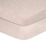 Ely’s & Co. Pack N Play│Playard│Portable Crib Sheet 2-Pack - Combed, 100% Jersey Cotton for Baby Girl ? Rosewater Pink, Pin Dots & Gingko Leaves