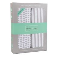 Ely's & Co. Patent Pending Waterproof Pack N Play | Mini Portable Crib Sheet with Mattress Pad Cover Protection I Neutral Taupe Grey Baby Girl and Boy