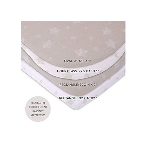  Ely's & Co. Bassinet Sheet Set 2 Pack 100% Jersey Cotton for Baby Girl and Baby Boy - Tan Drawn Star Design