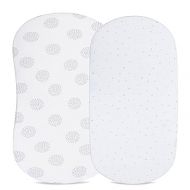 Ely's & Co. Bassinet Sheet 100% Combed Jersey Cotton 2 Pack Unisex for Baby Girl and boy - Grey Dottie Design