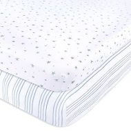 Bassinet Sheet Set 2 Pack - Baby Bassinet Sheets with 100% Jersey Cotton - Bassinet Sheets for Baby Boy(Blue Stars & Stripes)
