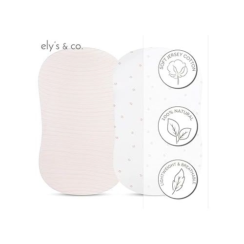  Bassinet Sheet Set 2 Pack - Baby Bassinet Sheets with 100% Jersey Cotton - Bassinet Sheets for Baby Girl and Boy, Newborn Essentials (Bassinet, Pink Tulip)