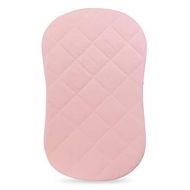 Ely's & Co. Patent Pending Jersey Cotton Quilted Waterproof Hourglass Bassinet Sheet All in one Bassinet Sheet and Bassinet Mattress Pad Cover, Pink