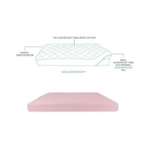  Ely's & Co. Patent Pending Jersey Cotton Quilted Waterproof Hourglass Bassinet Sheet All in one Bassinet Sheet and Bassinet Mattress Pad Cover, Pink
