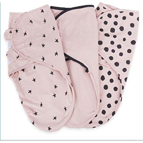  Adjustable Swaddle Blanket Infant Baby Wrap Set 3 Pack 0-3 Months by Elys & Co. (Blush Pink, 0-3 Months)