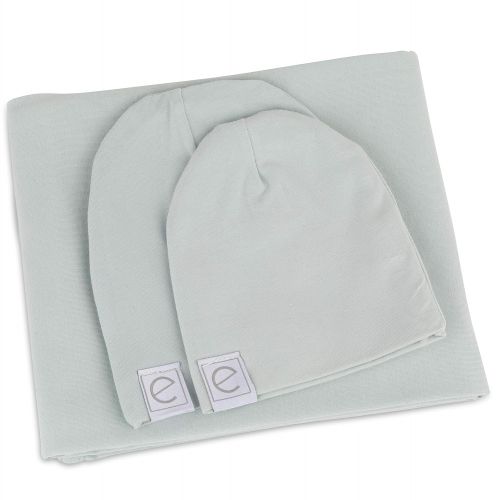  Cotton Knit Jersey Swaddle Blanket and 2 Beanie Baby Hats Gift Set, Large Receiving Blanket by Elys & Co (Baby Blue)