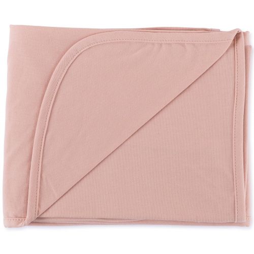  Cotton Knit Jersey Swaddle Blanket and 2 Beanie Baby Hats Gift Set, Large Receiving Blanket by Elys & Co (Blush Pink)