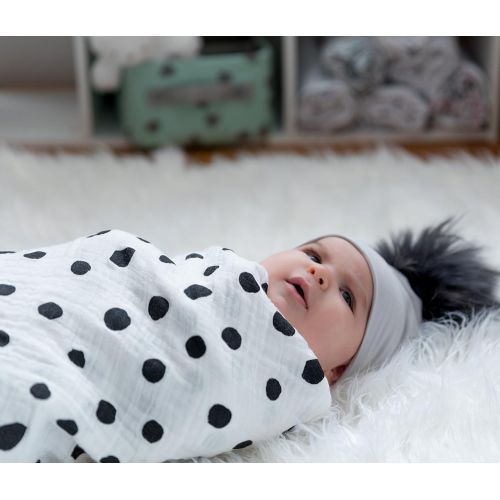 Ely Muslin Swaddle Blanket 100% Soft Muslin Cotton 3 Pack 47x 47 (Black & White)