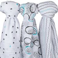 Ely Muslin Swaddle Blanket 100% Soft Muslin Cotton 3 Pack 47x 47 (Turquoise)