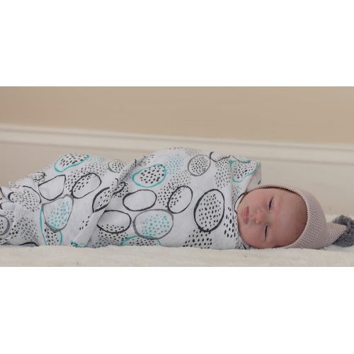  Ely Muslin Swaddle Blanket 100% Soft Muslin Cotton 3 Pack 47x 47 (Turquoise)