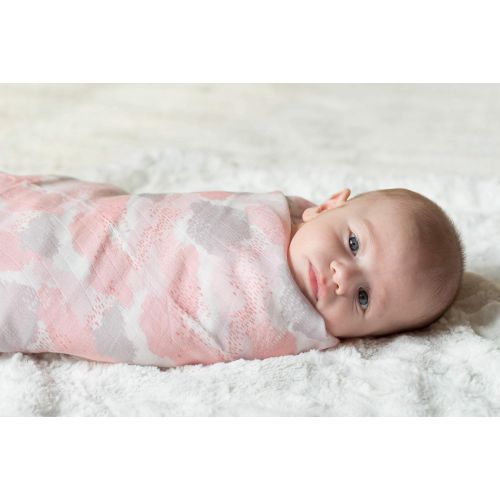  Bamboo Muslin Swaddle Blankets Ultra Soft & Silky Swaddles 47 x 47 3 PK Blush Abstract Design - 3 Pack by Elys & Co