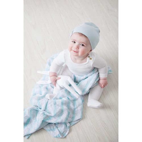  Ely Bamboo Muslin Swaddle Blankets Ultra Soft & Silky Swaddles 47 x 47 3 PK Blue Abstract Design - 3 Pack